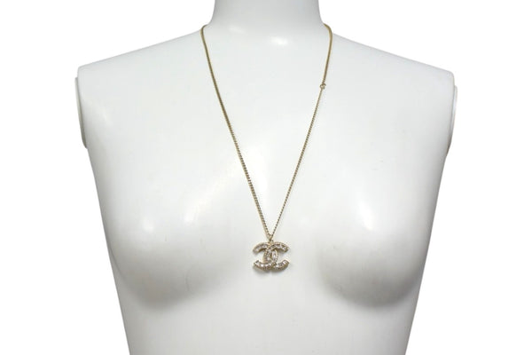CHANEL Necklace Coco Mark Vintage Accessories F16V Engraved GP Square Stone Gold Good Condition Used 4c060796