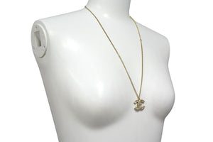 CHANEL Necklace Coco Mark Vintage Accessories F16V Engraved GP Square Stone Gold Good Condition Used 4c060796