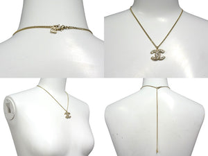 CHANEL Necklace Coco Mark Vintage Accessories F16V Engraved GP Square Stone Gold Good Condition Used 4c060796