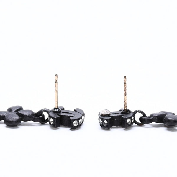 CHANEL シャネル ココマーク ドロップピアス 重量約5.4g 01P刻印 メタル ラインストーン ブラック クリア 両耳用 美品 中古 4c060797