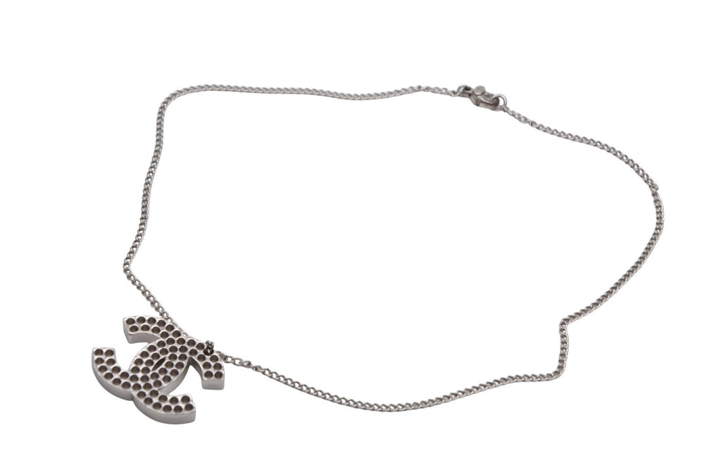 極美品 CHANEL シャネル ココマーク パンチング ネックレス 12g 03P メタル シルバー ロゴ アクセサリー 美品 中古 4c060917