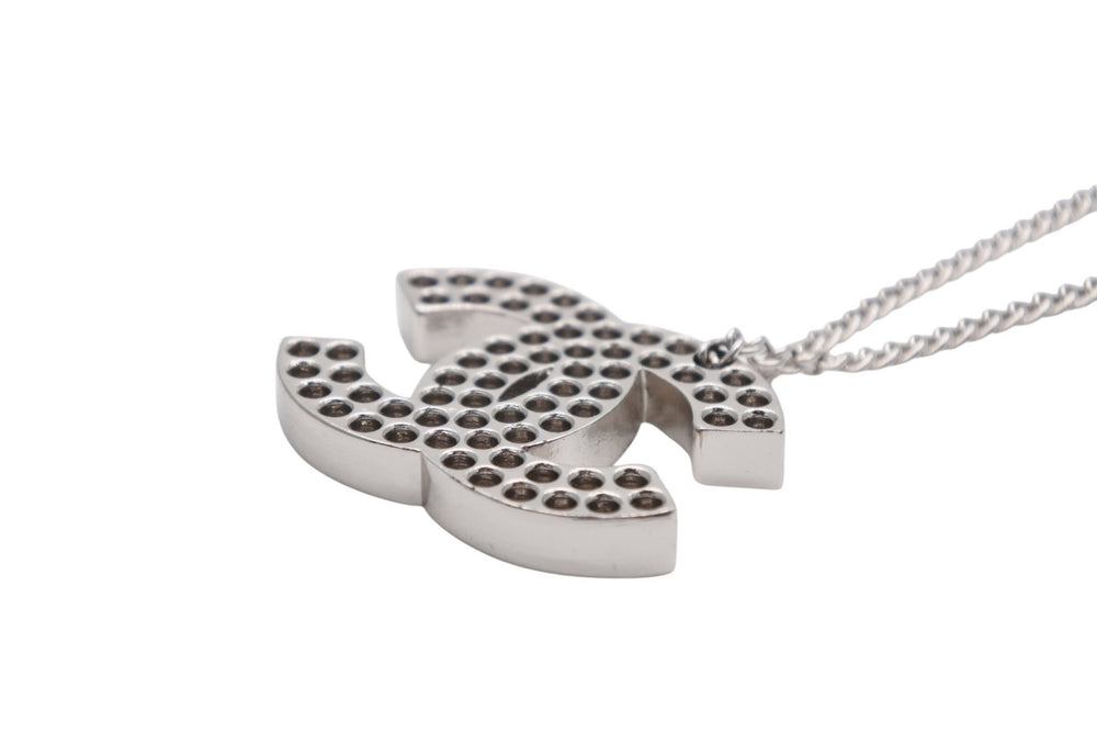Very Good Condition CHANEL Coco Mark Punching Necklace 12g 03P Metal Silver Logo Accessory Good Condition Used 4c060917
