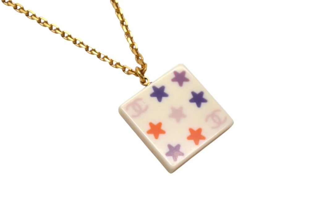 Very good condition CHANEL Coco mark necklace Star 03A stamp Weight approx. 10.5 GP Acrylic Gold Gold hardware Used 4c061146