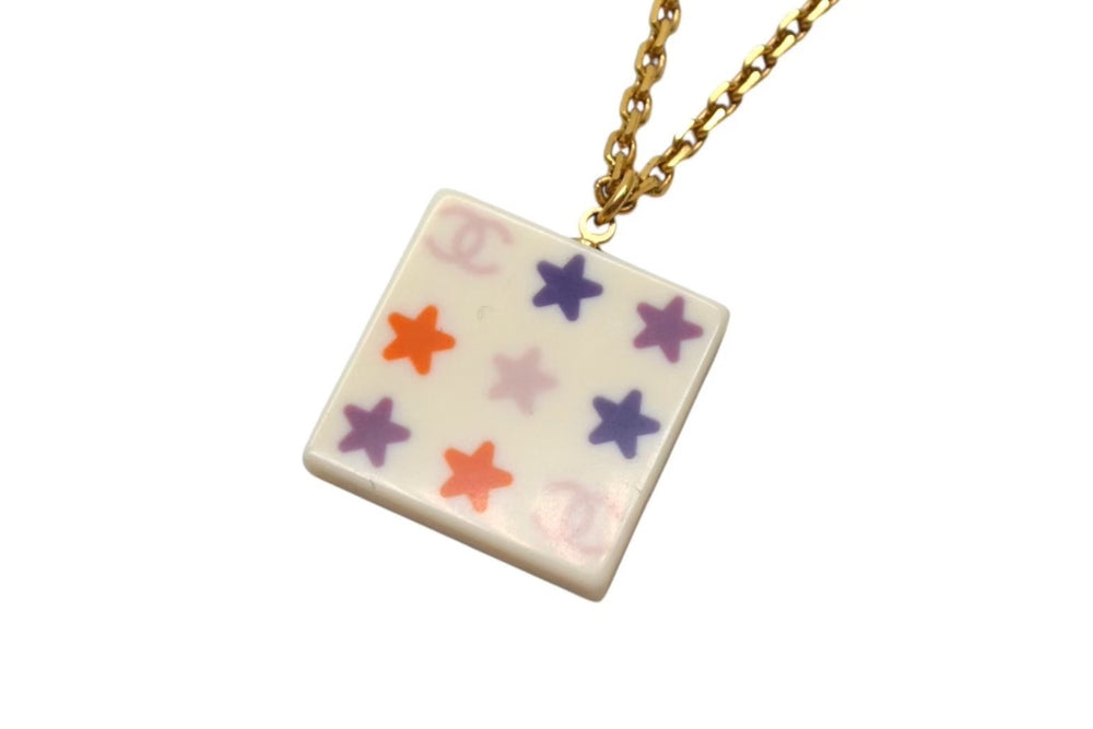 Very good condition CHANEL Coco mark necklace Star 03A stamp Weight approx. 10.5 GP Acrylic Gold Gold hardware Used 4c061146