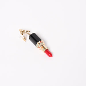 極美品 CHANEL シャネル リップスティック ココマーク スイングピアス 04A刻印 ラインストーン 重量19.46g マルチカラー アクセサリー 両耳用 ゴールド金具 中古 4c074867