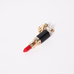 極美品 CHANEL シャネル リップスティック ココマーク スイングピアス 04A刻印 ラインストーン 重量19.46g マルチカラー アクセサリー 両耳用 ゴールド金具 中古 4c074867