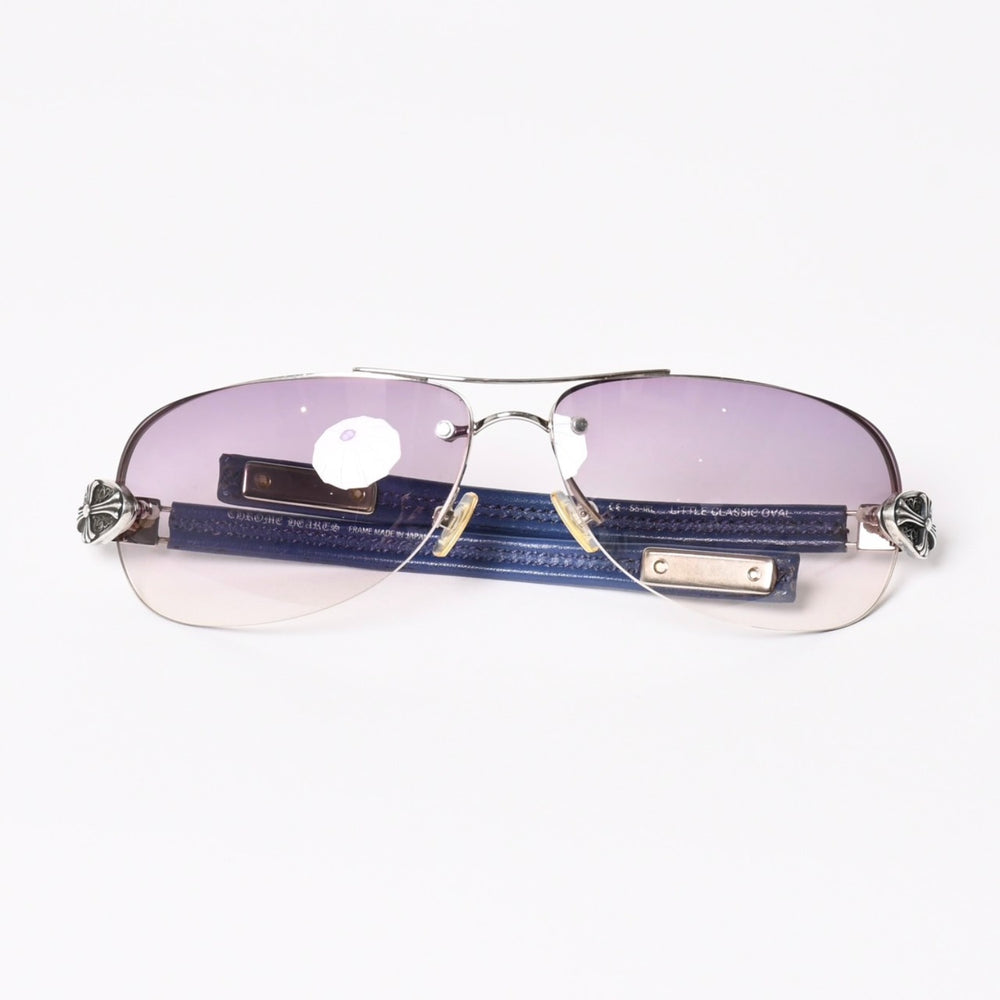 CHROME HEARTS LITTLE CLASSIC OVAL Little Classic Oval Cross Sunglasses SS-IRL Silver 925 Good Condition Used 4a004542