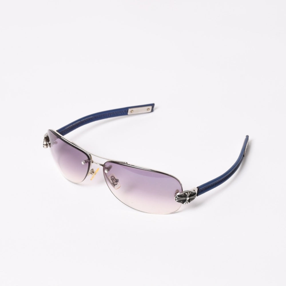 CHROME HEARTS LITTLE CLASSIC OVAL Little Classic Oval Cross Sunglasses SS-IRL Silver 925 Good Condition Used 4a004542