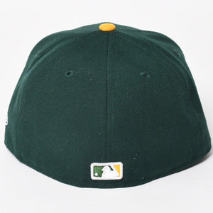NEW ERA ニューエラ A’s キャップ サイズ7 4/1 57.7cm グリーン イエロー MLB オンフィールド オークランド・アスレチックス 美品 中古 4a004492
