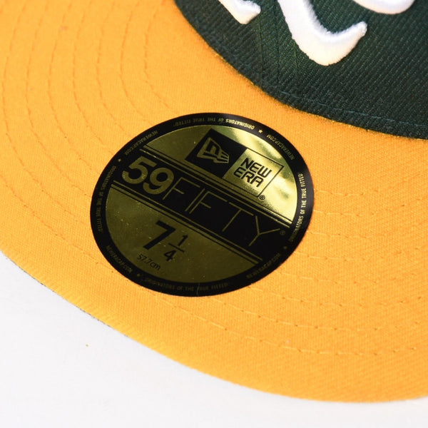 NEW ERA ニューエラ A’s キャップ サイズ7 4/1 57.7cm グリーン イエロー MLB オンフィールド オークランド・アスレチックス 美品 中古 4a004492