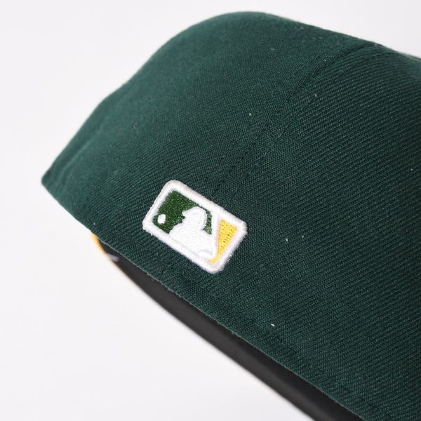 NEW ERA ニューエラ A’s キャップ サイズ7 4/1 57.7cm グリーン イエロー MLB オンフィールド オークランド・アスレチックス 美品 中古 4a004492