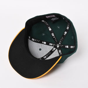 NEW ERA ニューエラ A’s キャップ サイズ7 4/1 57.7cm グリーン イエロー MLB オンフィールド オークランド・アスレチックス 美品 中古 4a004492