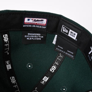 NEW ERA ニューエラ A’s キャップ サイズ7 4/1 57.7cm グリーン イエロー MLB オンフィールド オークランド・アスレチックス 美品 中古 4a004492