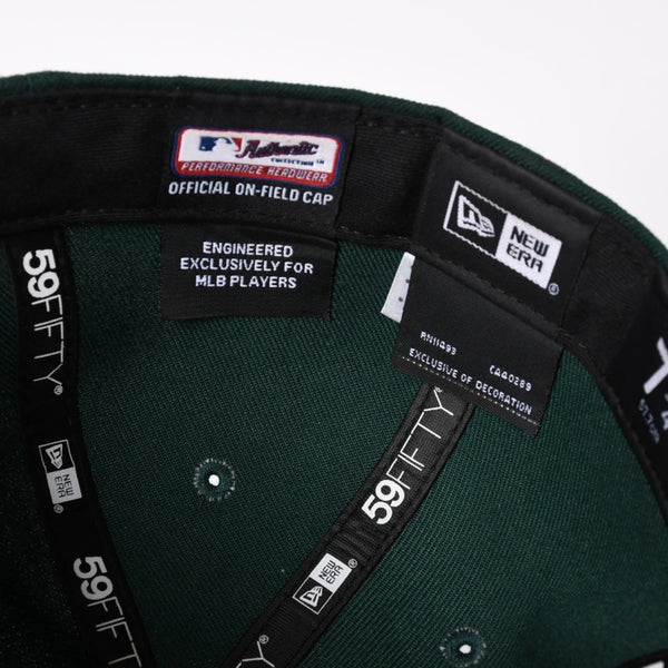 NEW ERA ニューエラ A’s キャップ サイズ7 4/1 57.7cm グリーン イエロー MLB オンフィールド オークランド・アスレチックス 美品 中古 4a004492