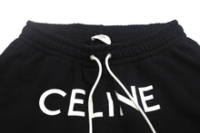 Load image into Gallery viewer, CELINE セリーヌ スウェットパンツ 2Z056052H ロゴ プリント ブラック ホワイト コットン 21SS 美品 中古 4c062456