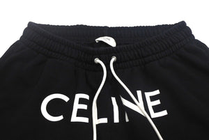 CELINE セリーヌ スウェットパンツ 2Z056052H ロゴ プリント ブラック ホワイト コットン 21SS 美品 中古 4c062456