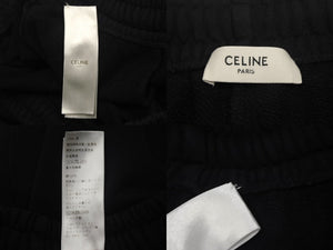 CELINE セリーヌ スウェットパンツ 2Z056052H ロゴ プリント ブラック ホワイト コットン 21SS 美品 中古 4c062456