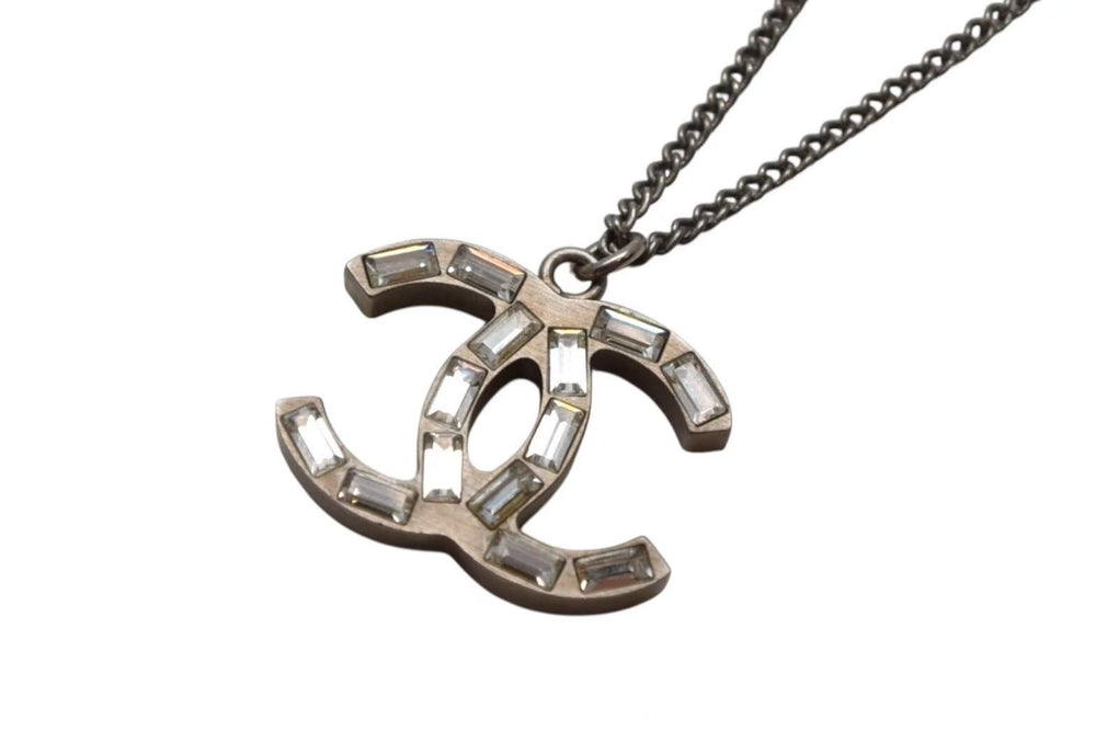 CHANEL シャネル ココマークネックレス リバーシブル 09A刻印 重量約9.8 シルバー ラインストーン ラメ メタル 美品 中古 4c063074