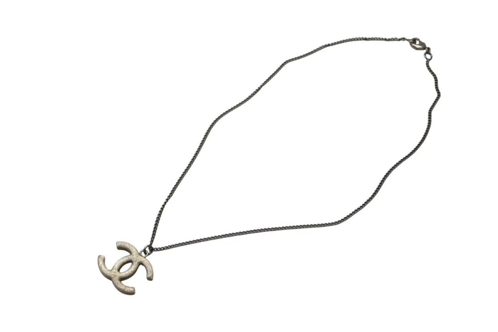 CHANEL Chanel Coco Mark Necklace Reversible 09A Stamp Weight Approx. 9.8 Silver Rhinestone Lame Metal Good Condition Used 4c063074