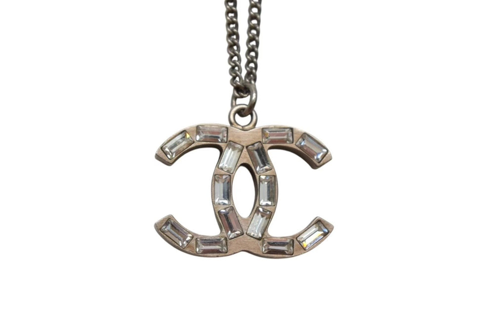 CHANEL Chanel Coco Mark Necklace Reversible 09A Stamp Weight Approx. 9.8 Silver Rhinestone Lame Metal Good Condition Used 4c063074