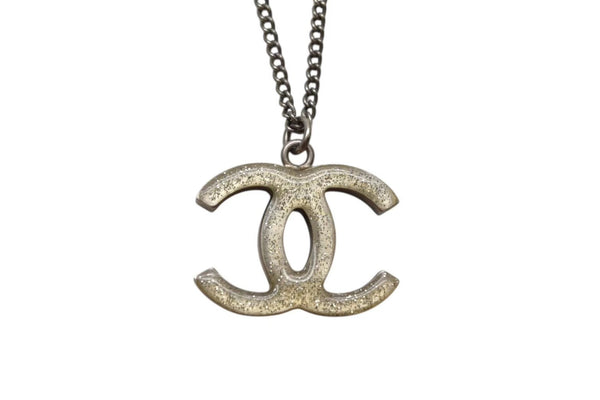 CHANEL シャネル ココマークネックレス リバーシブル 09A刻印 重量約9.8 シルバー ラインストーン ラメ メタル 美品 中古 4c063074
