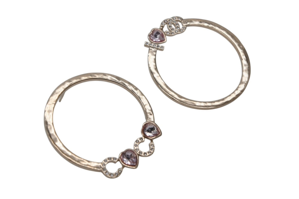 CHANEL シャネル I LOVE COCO ハートストーン ピアス 重量約13g B22B刻印 メタル ラインストーン ゴールド 両耳用 美品 中古 4c063557