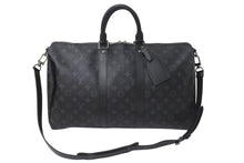 画像をギャラリービューアに読み込む, 新品同様 LOUIS VUITTON ルイヴィトン エクリプス キーポル バンドリエール45 ボストンバッグ M40569 シルバー金具 ブラック 中古 4c073964