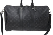 画像をギャラリービューアに読み込む, 新品同様 LOUIS VUITTON ルイヴィトン エクリプス キーポル バンドリエール45 ボストンバッグ M40569 シルバー金具 ブラック 中古 4c073964