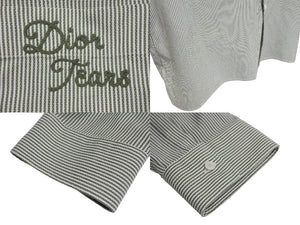 極美品 Dior × DENIM TEARS ディオール デニムティアーズ ホワイト グリーン ストライプ Yシャツ サイズ43 中古 4c064386