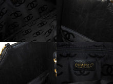 画像をギャラリービューアに読み込む, CHANEL シャネル チョコバー チェーンショルダーバッグ 7番台 ラムスキン ココマーク ブラック ゴールド金具 美品 中古 4c066543