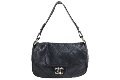 CHANEL シャネル ハンドバッグ ウルトラステッチ 14番台 2010年 キャビアスキン ブラック シルバー金具 美品 中古 4c066618