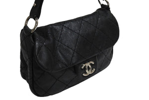 CHANEL シャネル ハンドバッグ ウルトラステッチ 14番台 2010年 キャビアスキン ブラック シルバー金具 美品 中古 4c066618