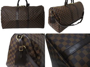 極美品 LOUIS VUITTON ルイヴィトン キーポル バンドリエール55 ボストンバッグ N41414 ダミエエベヌ ブラウン 中古 4c066681