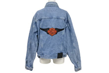 画像をギャラリービューアに読み込む, HARLEY DAVIDSON ハーレーダビッドソン 90s ロゴパッチ デニム ジャケット ブルー アウター サイズXL 美品 中古 4c069714