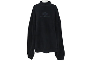 極美品 BALENCIAGA バレンシアガ 23AW エンブロイダリー モックネック フリース ブラック ポリエステル オーバーサイズ 697975 サイズXS 中古 4c066828