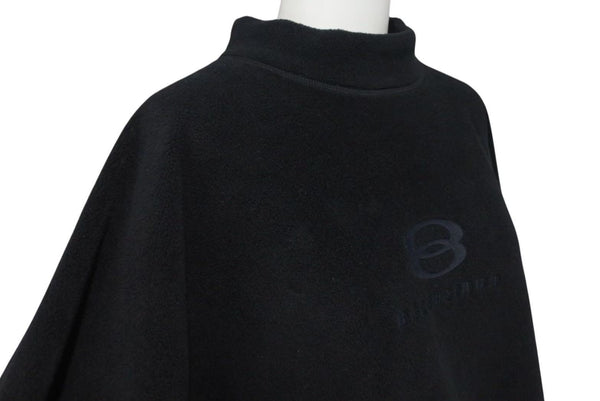極美品 BALENCIAGA バレンシアガ 23AW エンブロイダリー モックネック フリース ブラック ポリエステル オーバーサイズ 697975 サイズXS 中古 4c066828
