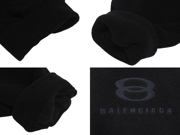 極美品 BALENCIAGA バレンシアガ 23AW エンブロイダリー モックネック フリース ブラック ポリエステル オーバーサイズ 697975 サイズXS 中古 4c066828