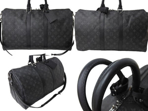 新品同様 LOUIS VUITTON ルイヴィトン エクリプス キーポル バンドリエール45 ボストンバッグ M40569 シルバー金具 ブラック 中古 4c066999