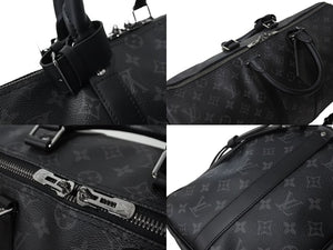 新品同様 LOUIS VUITTON ルイヴィトン エクリプス キーポル バンドリエール45 ボストンバッグ M40569 シルバー金具 ブラック 中古 4c066999