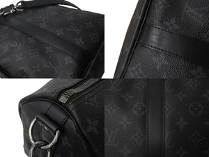 新品同様 LOUIS VUITTON ルイヴィトン エクリプス キーポル バンドリエール45 ボストンバッグ M40569 シルバー金具 ブラック 中古 4c066999