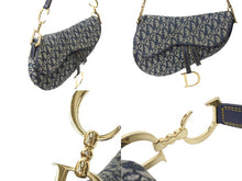 画像をギャラリービューアに読み込む, ChristianDior クリスチャンディオール ワンショルダーバッグ サドルバッグ トロッター柄 キャンバス ネイビー 良品 中古 4c067005