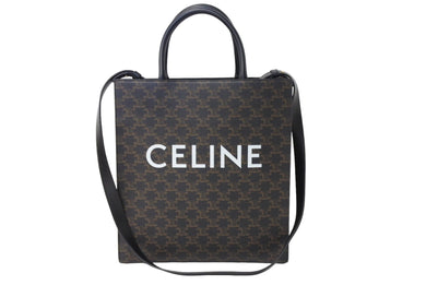 極美品 CELINE セリーヌ スモール バーティカルカバ 2WAY ハンドバッグ 191542BZK.04LU ブラウン カーフスキン トリオンフ 中古 4c067008