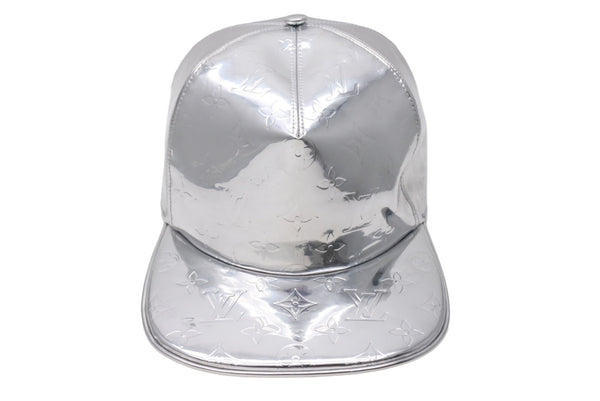 LOUISVUITTON 21AW Monogram Mirror Cap MP3115 Polyester Silver Size 60 Good Condition Used 4c067032