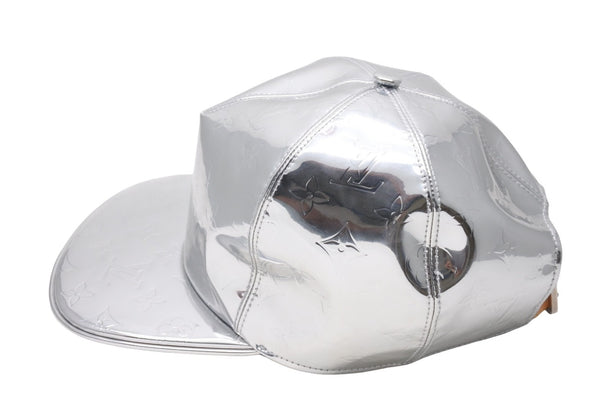 LOUISVUITTON 21AW Monogram Mirror Cap MP3115 Polyester Silver Size 60 Good Condition Used 4c067032