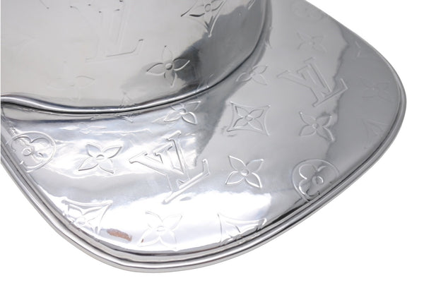 LOUISVUITTON 21AW Monogram Mirror Cap MP3115 Polyester Silver Size 60 Good Condition Used 4c067032