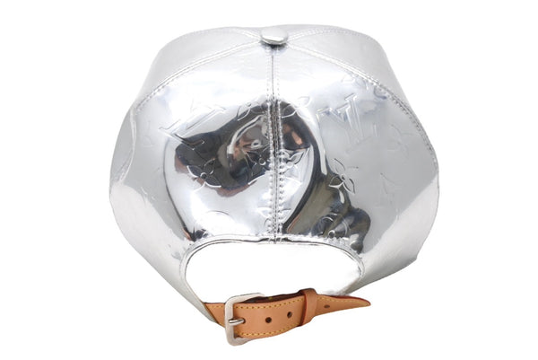 LOUISVUITTON 21AW Monogram Mirror Cap MP3115 Polyester Silver Size 60 Good Condition Used 4c067032
