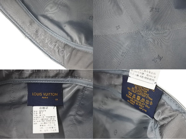 LOUISVUITTON 21AW Monogram Mirror Cap MP3115 Polyester Silver Size 60 Good Condition Used 4c067032