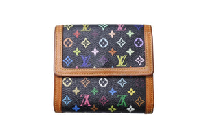 LOUIS VUITTON ルイヴィトン モノグラム マルチカラー ポルト モネ ビエ カルトクレディ 二つ折り財布 ブラック M92984 良品 中古 4c067081