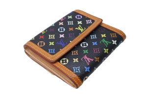 LOUIS VUITTON ルイヴィトン モノグラム マルチカラー ポルト モネ ビエ カルトクレディ 二つ折り財布 ブラック M92984 良品 中古 4c067081