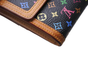 LOUIS VUITTON ルイヴィトン モノグラム マルチカラー ポルト モネ ビエ カルトクレディ 二つ折り財布 ブラック M92984 良品 中古 4c067081